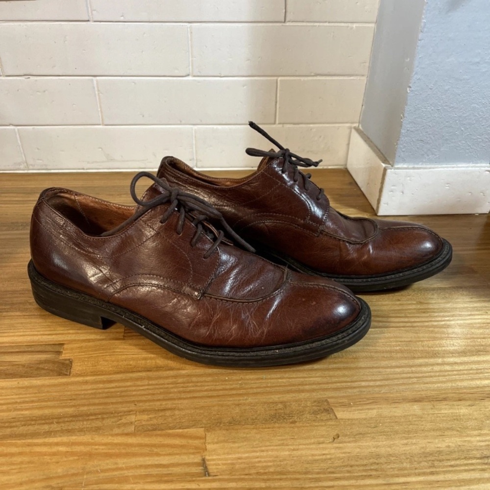 Bacco Bucci Mens Oxfords Split Toe Reddish Brown Leather Size 10.5 Made In Italy
